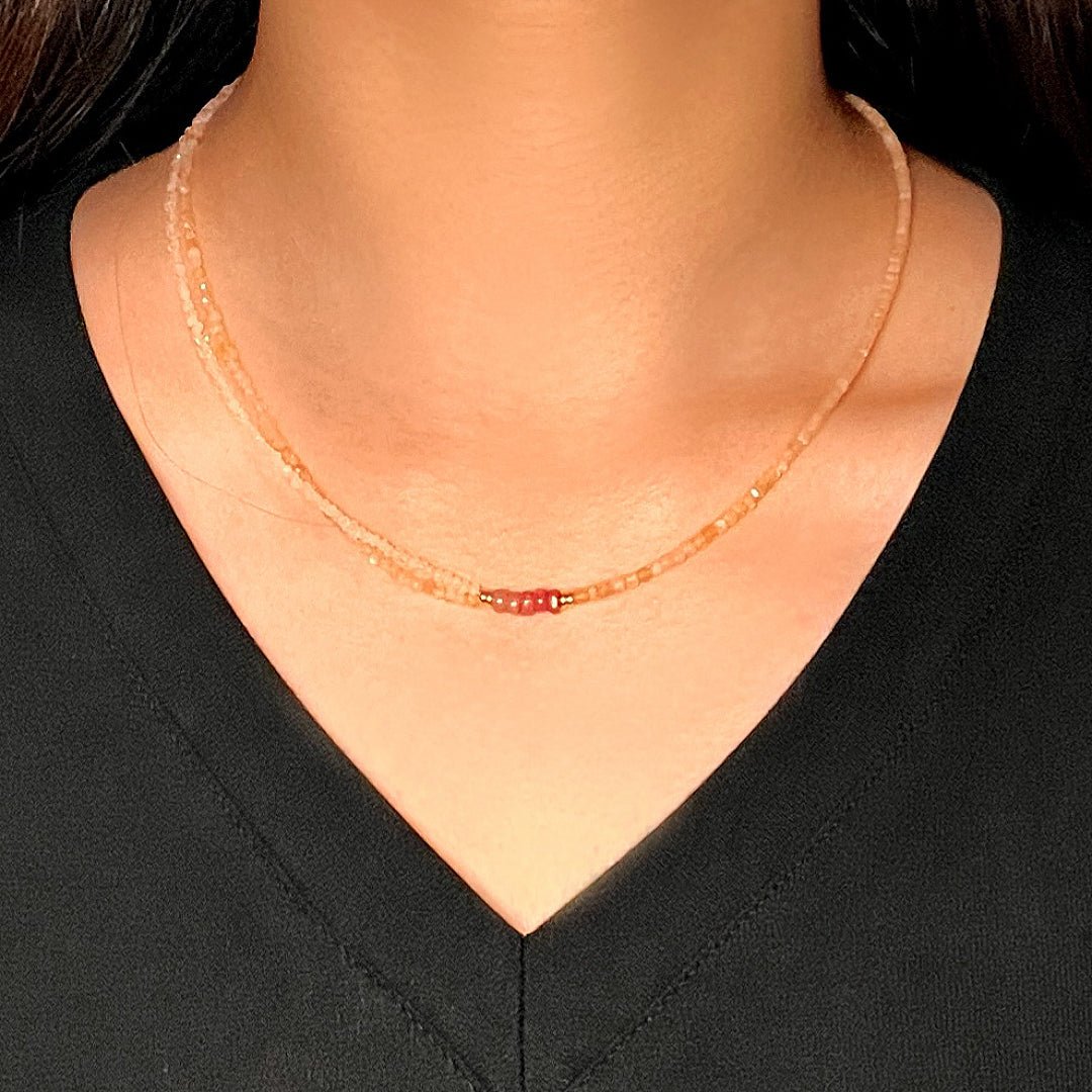 Collier Pierre de Soleil et Cristal de Roche Aura Pastel - Biloria