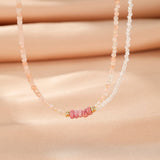 Collier Pierre de Soleil et Cristal de Roche Aura Pastel - Biloria