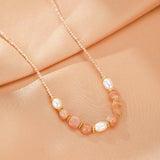 Collier Pierre de Soleil et Perle Naturelle – Bijou Lithothérapie - Biloria