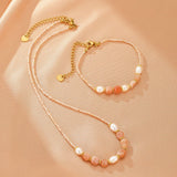 Collier Pierre de Soleil et Perle Naturelle – Bijou Lithothérapie - Biloria