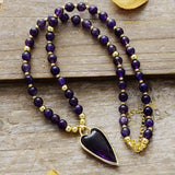 Collier Pierre Naturelle Labradorite ou Améthyste Cœur Plaqué Or - Biloria