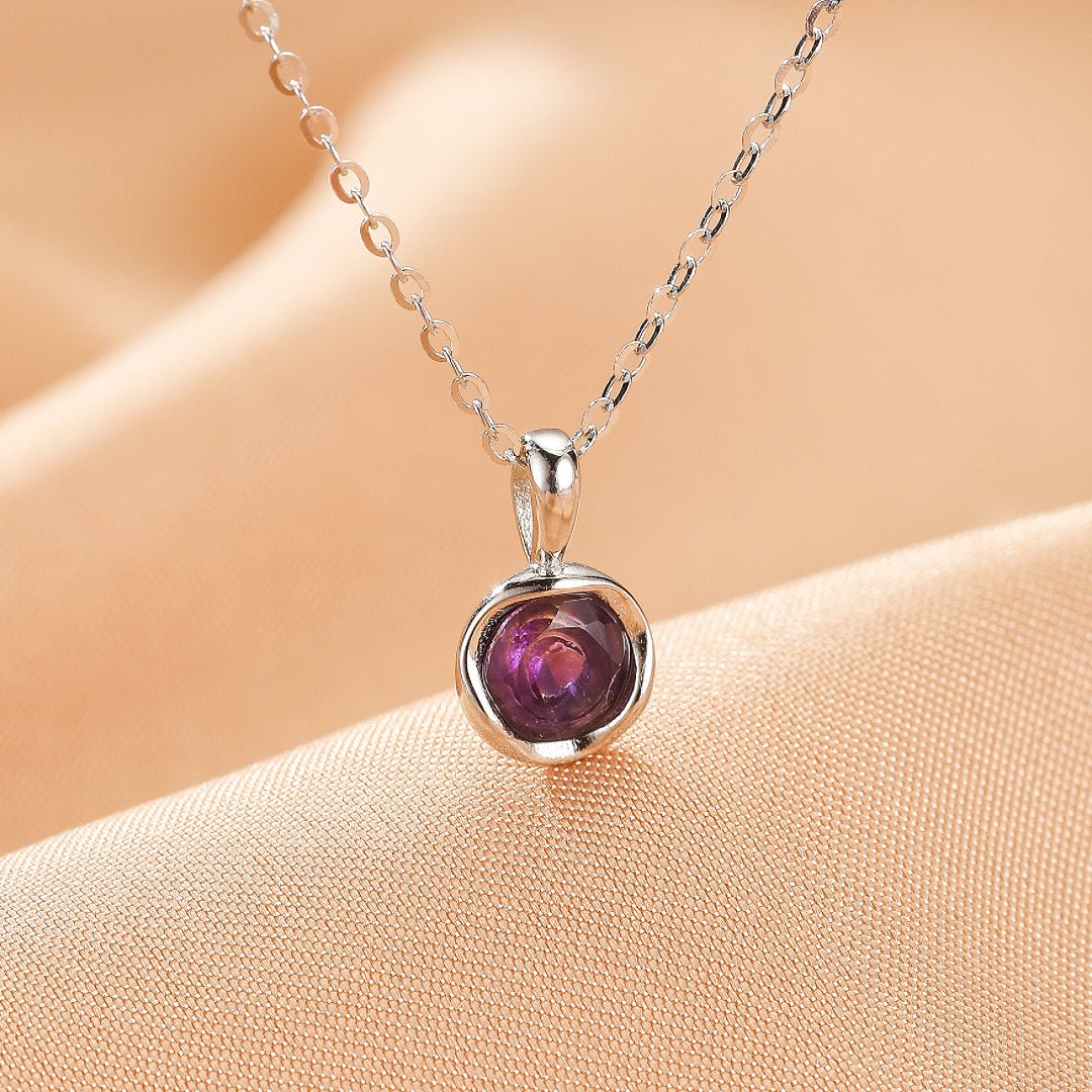 Collier Pierre Ronde Citrine ou Améthyste - Argent Plaqué Or - Biloria