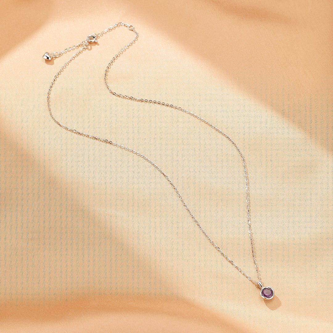 Collier Pierre Ronde Citrine ou Améthyste - Argent Plaqué Or - Biloria