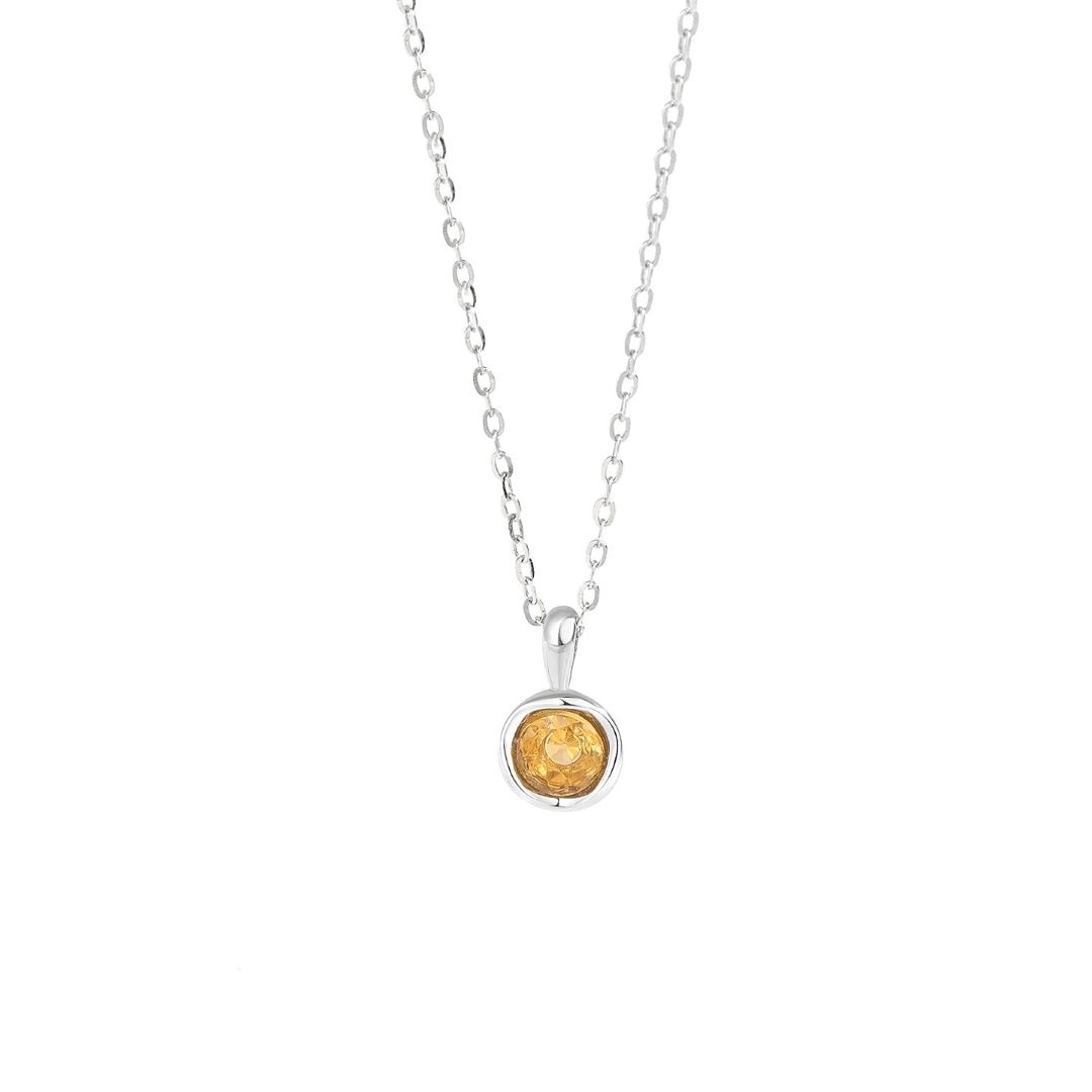 Collier Pierre Ronde Citrine ou Améthyste - Argent Plaqué Or - Biloria