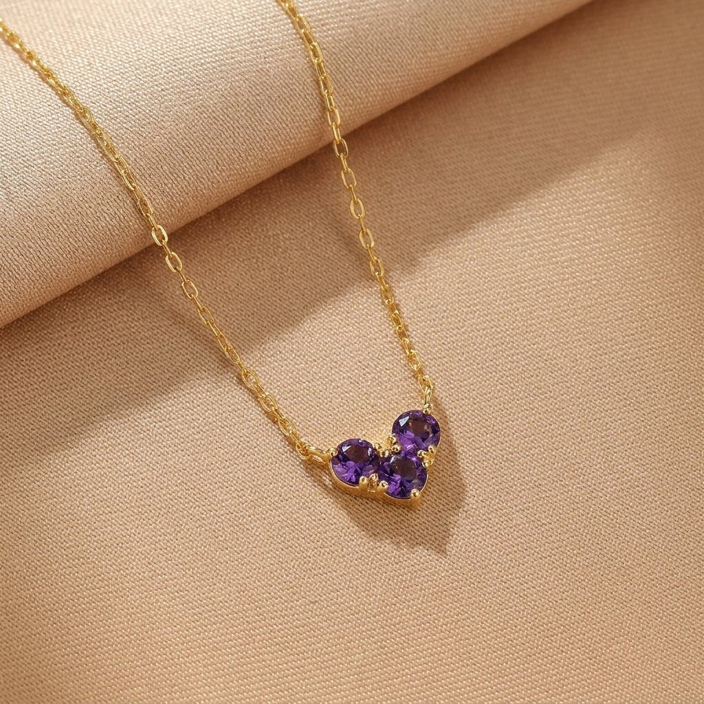 Collier Pierres de Naissance Arc-en-ciel Précieux Argent Plaqué Or - Biloria