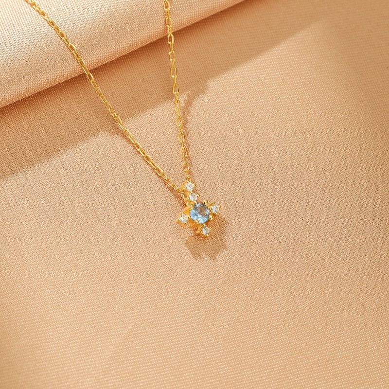 Collier Pierres de Naissance Azur Infini – Argent Plaqué Or - Biloria