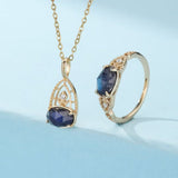 Collier pierres naturelles Labradorite Lapis Lazuli Argent plaqué Or - Biloria