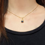 Collier pierres naturelles Labradorite Lapis Lazuli Argent plaqué Or - Biloria