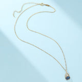 Collier pierres naturelles Labradorite Lapis Lazuli Argent plaqué Or - Biloria