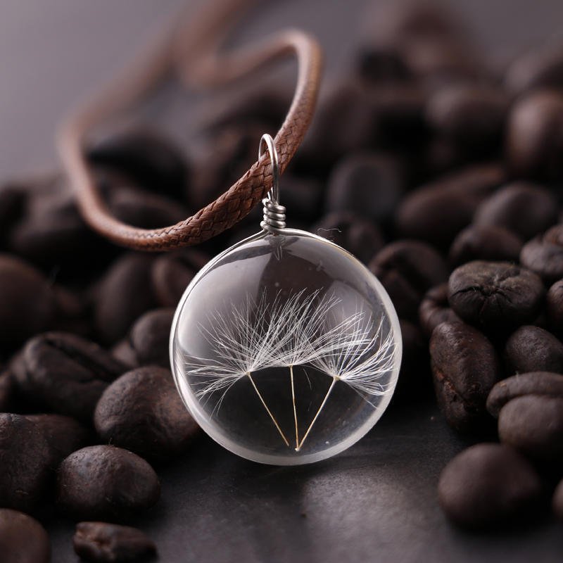 Collier Pissenlit Naturel – Cristal Féérique pour Vœux - Biloria