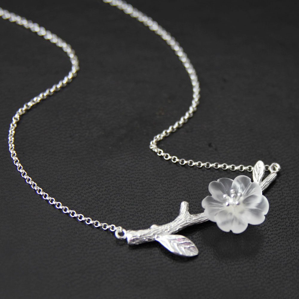 Collier Quartz Clair Lotus Argent 925 — Éveil Spirituel - Biloria