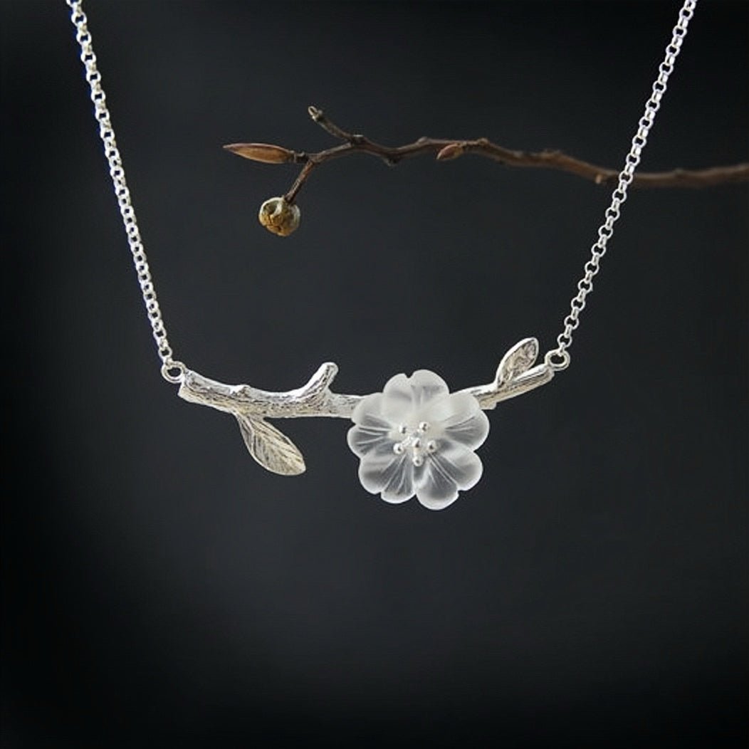Collier Quartz Clair Lotus Argent 925 — Éveil Spirituel - Biloria