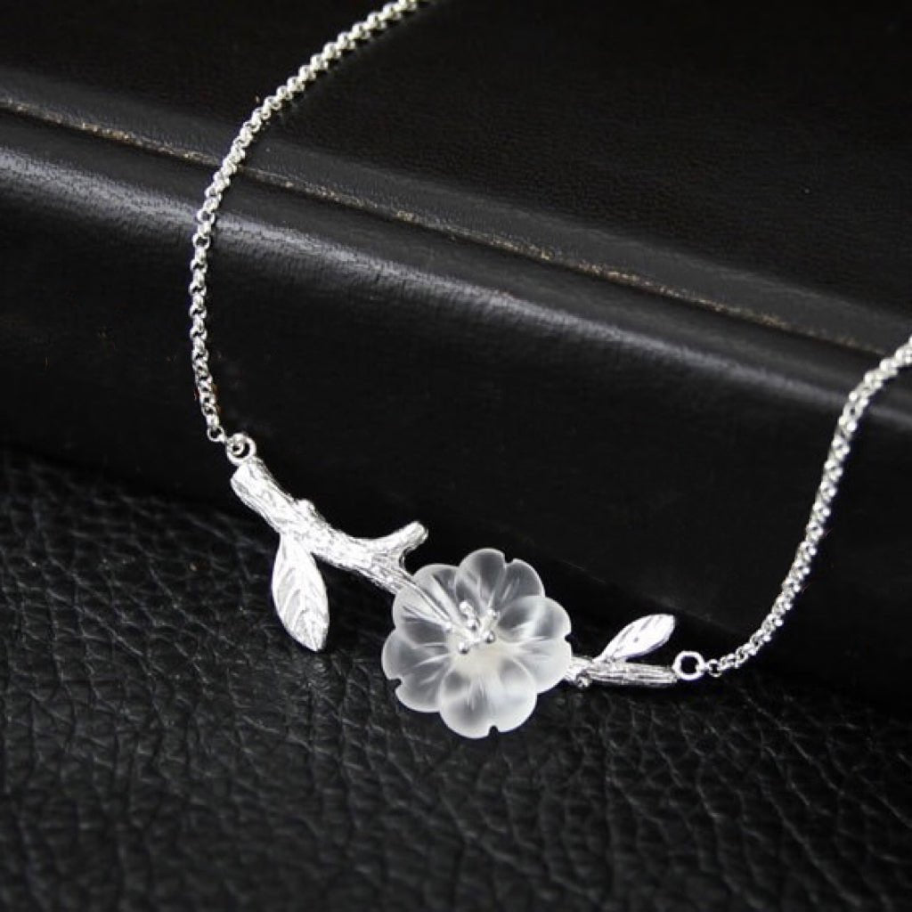 Collier Quartz Clair Lotus Argent 925 — Éveil Spirituel - Biloria