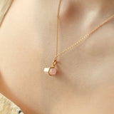 Collier Quartz Rose Double Pointe – Bijou Argent Plaqué Or 10K - Biloria