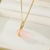 Collier Quartz Rose Double Pointe – Bijou Argent Plaqué Or 10K - Biloria
