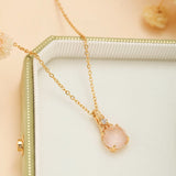Collier Quartz Rose et Zircon, Argent Plaqué Or – Bijou Floral - Biloria