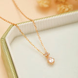 Collier Quartz Rose et Zircon – Éclat Doux, Argent Plaqué Or - Biloria