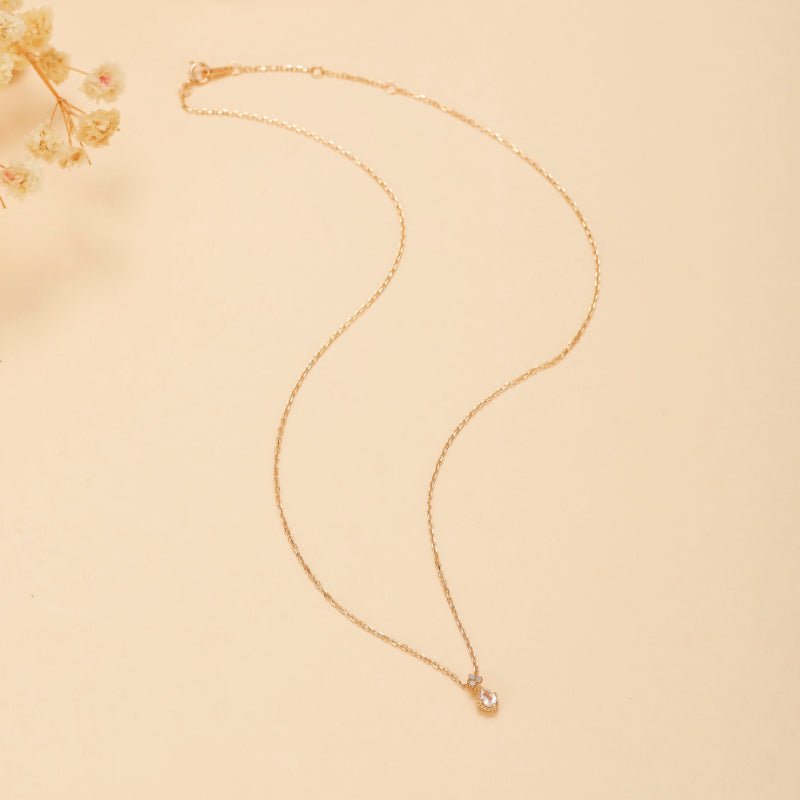 Collier Quartz Rose et Zircon – Éclat Doux, Argent Plaqué Or - Biloria