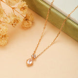 Collier Quartz Rose et Zircon – Éclat Doux, Argent Plaqué Or - Biloria