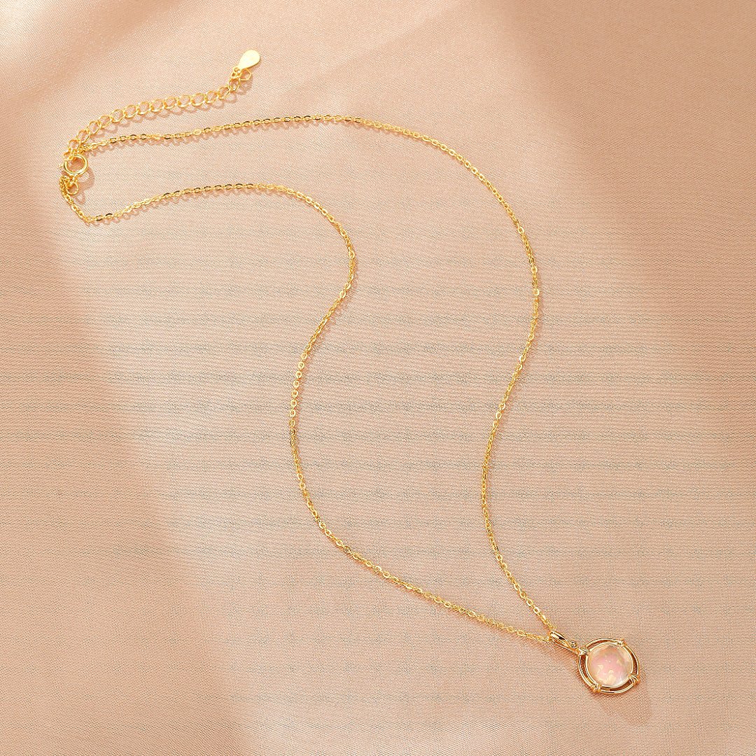 Collier Quartz Rose Facetté 8mm Argent Plaqué Or 10K - Biloria