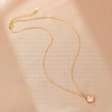 Collier Quartz Rose Facetté 8mm Argent Plaqué Or 10K - Biloria