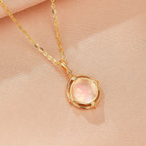 Collier Quartz Rose Facetté 8mm Argent Plaqué Or 10K - Biloria