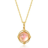 Collier Quartz Rose Facetté 8mm Argent Plaqué Or 10K - Biloria