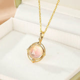 Collier Quartz Rose Facetté 8mm Argent Plaqué Or 10K - Biloria
