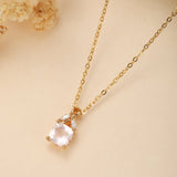 Collier Quartz Rose Feuille Argent Plaqué Or Cadeau - Biloria