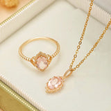 Collier Quartz Rose Floraison en Argent Plaqué Or - Biloria