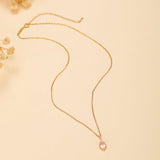 Collier Quartz Rose Floraison en Argent Plaqué Or - Biloria