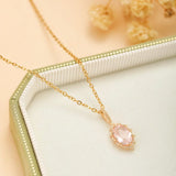 Collier Quartz Rose Floraison en Argent Plaqué Or - Biloria