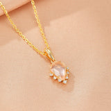 Collier Quartz Rose Goutte Étoilée avec Zircons Argent Plaqué Or 9K - Biloria