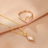 Collier Quartz Rose Goutte Étoilée avec Zircons Argent Plaqué Or 9K - Biloria