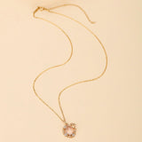 Collier Quartz Rose Lapin Argent Plaqué Or 40-45 cm - Biloria