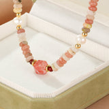 Collier Rhodonite Perles Naturelles Harmonie Douce - Biloria