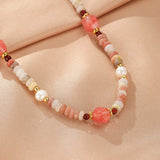 Collier Rhodonite Perles Naturelles Harmonie Douce - Biloria