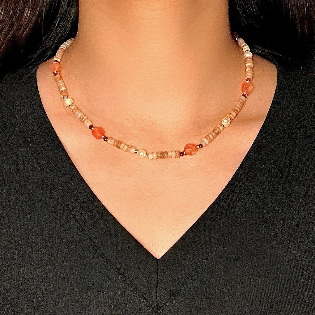 Collier Rhodonite Perles Naturelles Harmonie Douce - Biloria