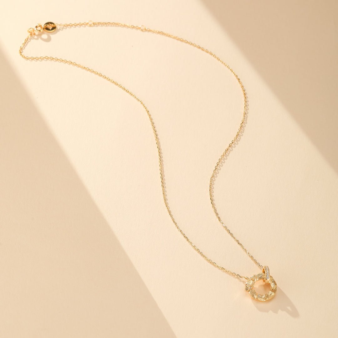 Collier Serpent Cercle Brillant Argent Plaqué Or - Biloria