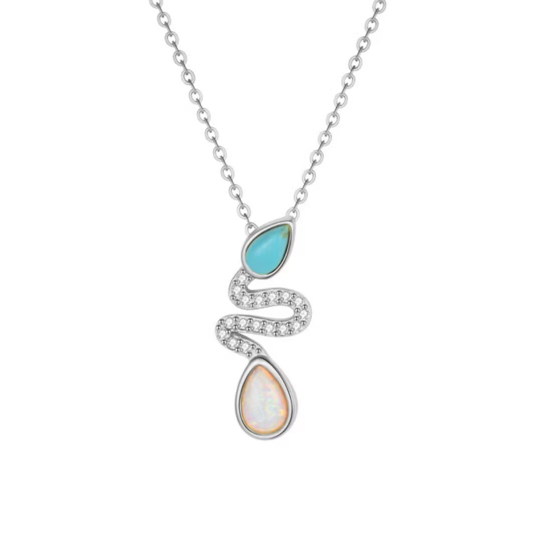 Collier Serpent Opale Turquoise Argent 925 – Bijou Spirituel - Biloria