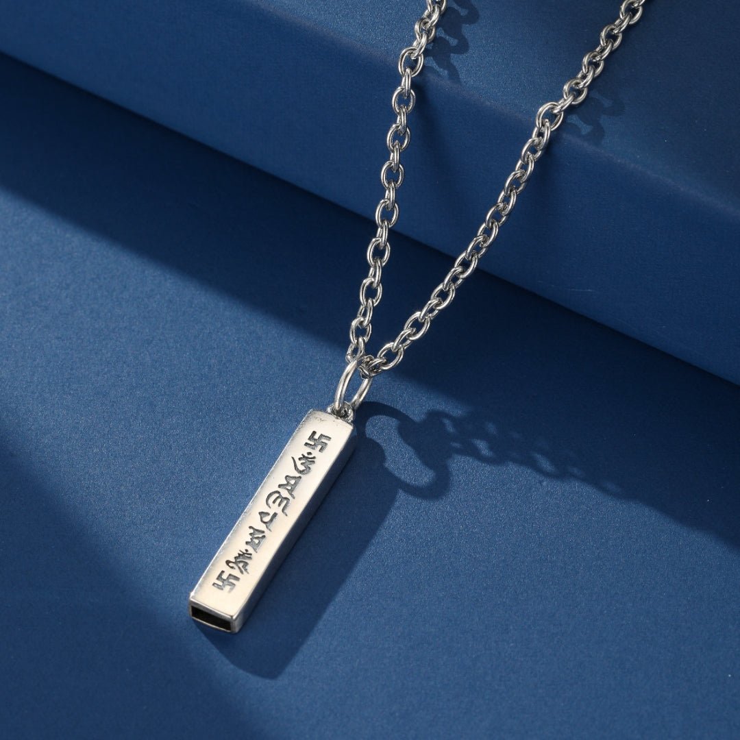 Collier Six Mantras Argent 925 Pilier Sagesse Svastika - Biloria