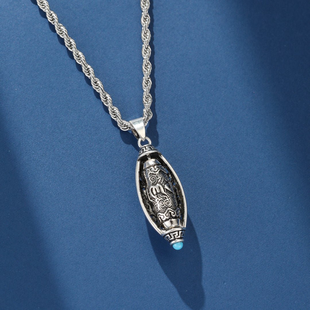 Collier Six Mantras Turquoise Argent 925 Force de Paix - Biloria
