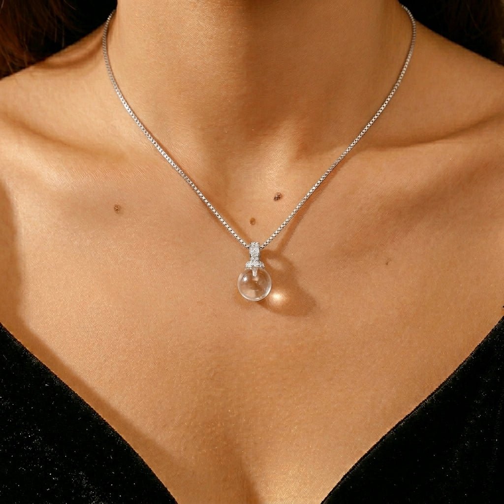 Collier Sphère Cristal de Roche en Argent 925 - Biloria