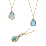 Collier Topaze Bleue Goutte, Argent 925 Plaqué Or 14K - Biloria