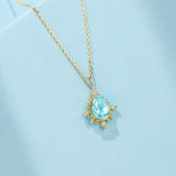 Collier Topaze Bleue Zircon Argent 925 Inspiration Apollon - Biloria