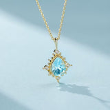 Collier Topaze Bleue Zircon Argent 925 Inspiration Apollon - Biloria