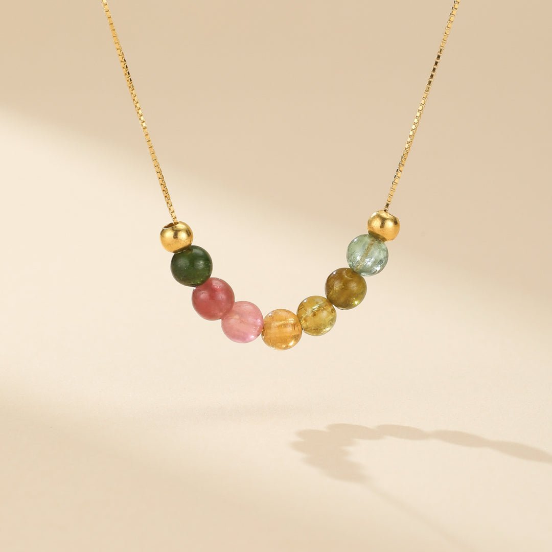 Collier Tourmaline Arc de Lumière, Argent Plaqué Or - Biloria