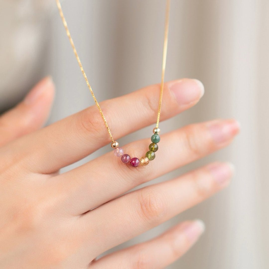 Collier Tourmaline Arc de Lumière, Argent Plaqué Or - Biloria