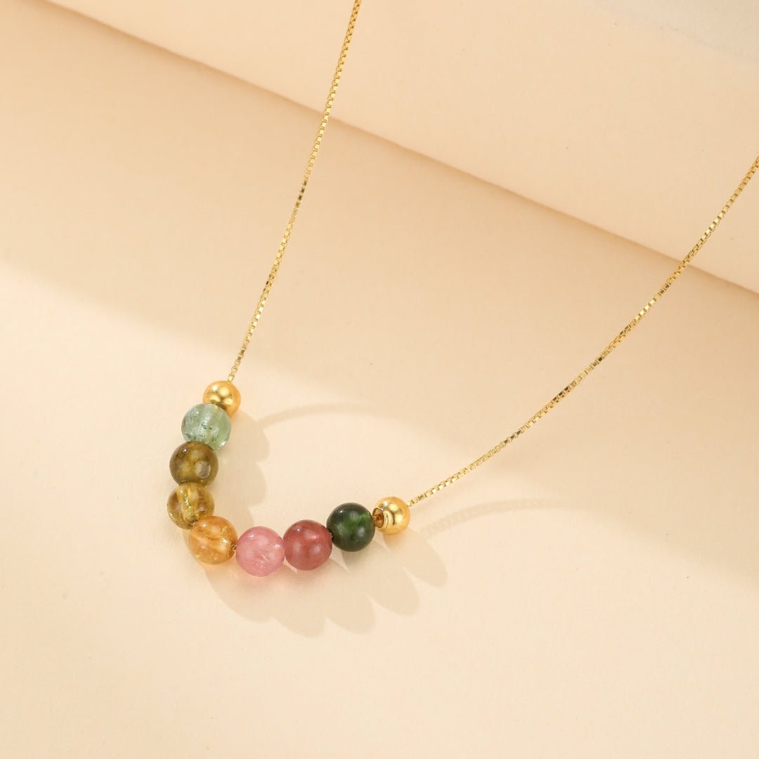 Collier Tourmaline Arc de Lumière, Argent Plaqué Or - Biloria