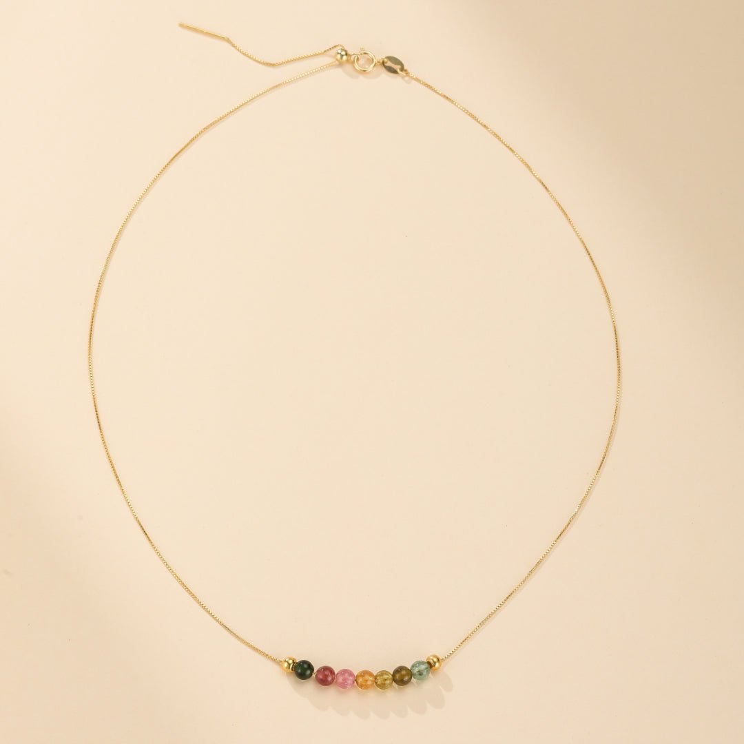 Collier Tourmaline Arc de Lumière, Argent Plaqué Or - Biloria